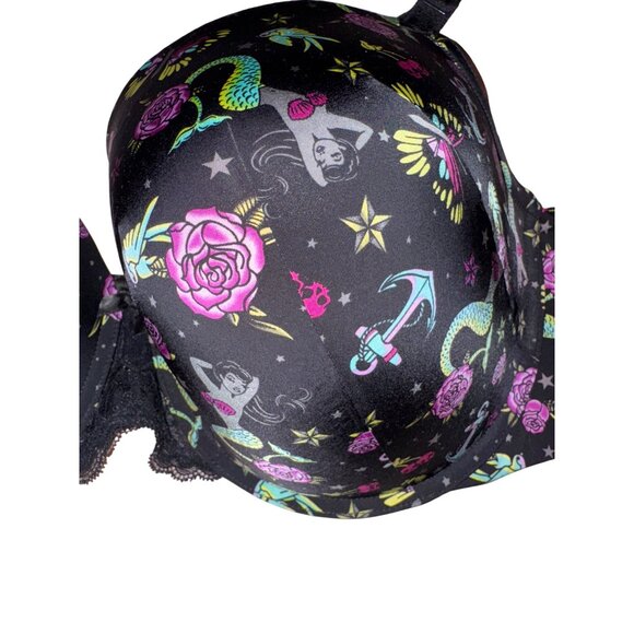 Torrid Curve Mermaid & Anchor Print Bra Size 40DD Sexy Pinup Tattoo Punk Rock Li - Picture 2 of 8